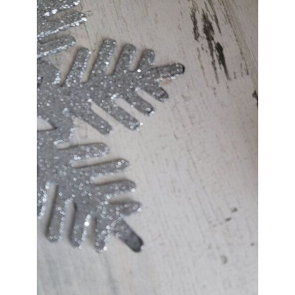 Large silver glitter snowflake ornament Xmas set - Picture 4 of 8